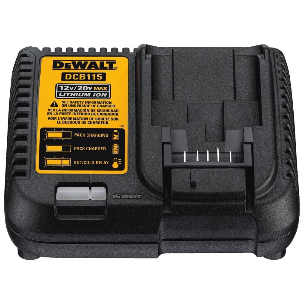 DEWALT 20V MAX* Lithium-Ion Battery Charger (DCB115) - Fast Charging for Power Tools, Compatible with All 20V MAX Batteries - Perfect for Construction Sites, DIY Projects & Home Repairs