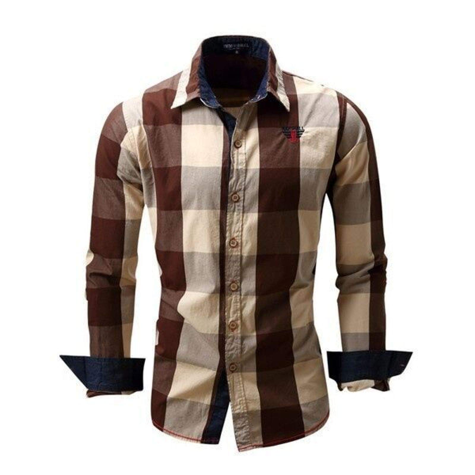 Men's Casual Plaid Long Sleeve Shirt - Slim Fit Button Down Shirts for Spring & Fall - Perfect for Office, Dating & Outdoor Activities