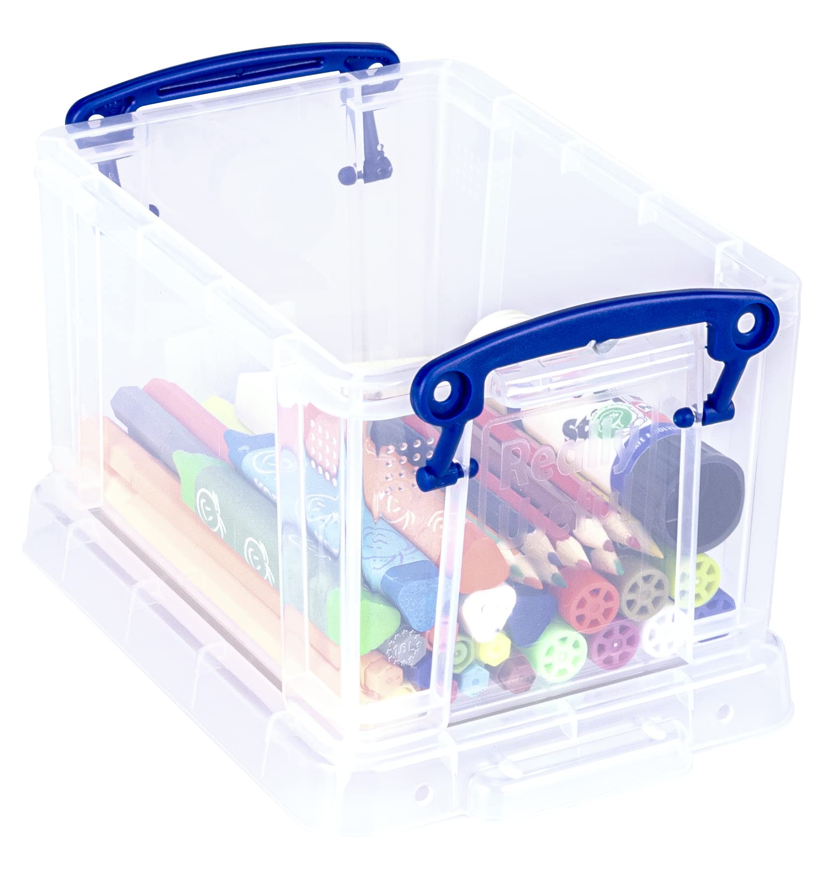 Really Useful 1.6L Stackable Plastic Storage Box with Snap Lid & Clip Lock Handles - 4 Pack for Home, Office, Kitchen, Craft Room & Garage Organization | Durable Organizer Bins for Supplies, Toys, Documents & More