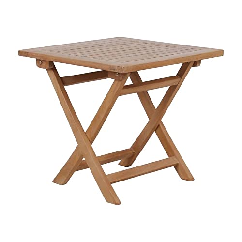 Eco-Friendly Folding Side Table for Patio - Solid Teak Wood Outdoor Foldable Dining Table | Portable Square Coffee Table for Backyard, Porch, Balcony & Garden | Perfect for Outdoor Entertaining, Relaxing & Small Space Living (Teak)