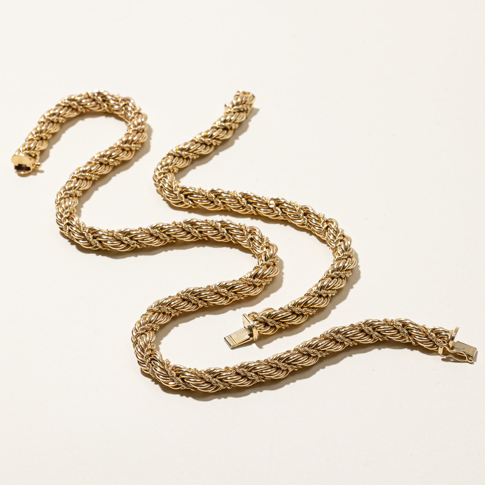 Vintage Tiffany & Co. 14k Gold Twisted Rope Necklace & Bracelet Set - 16