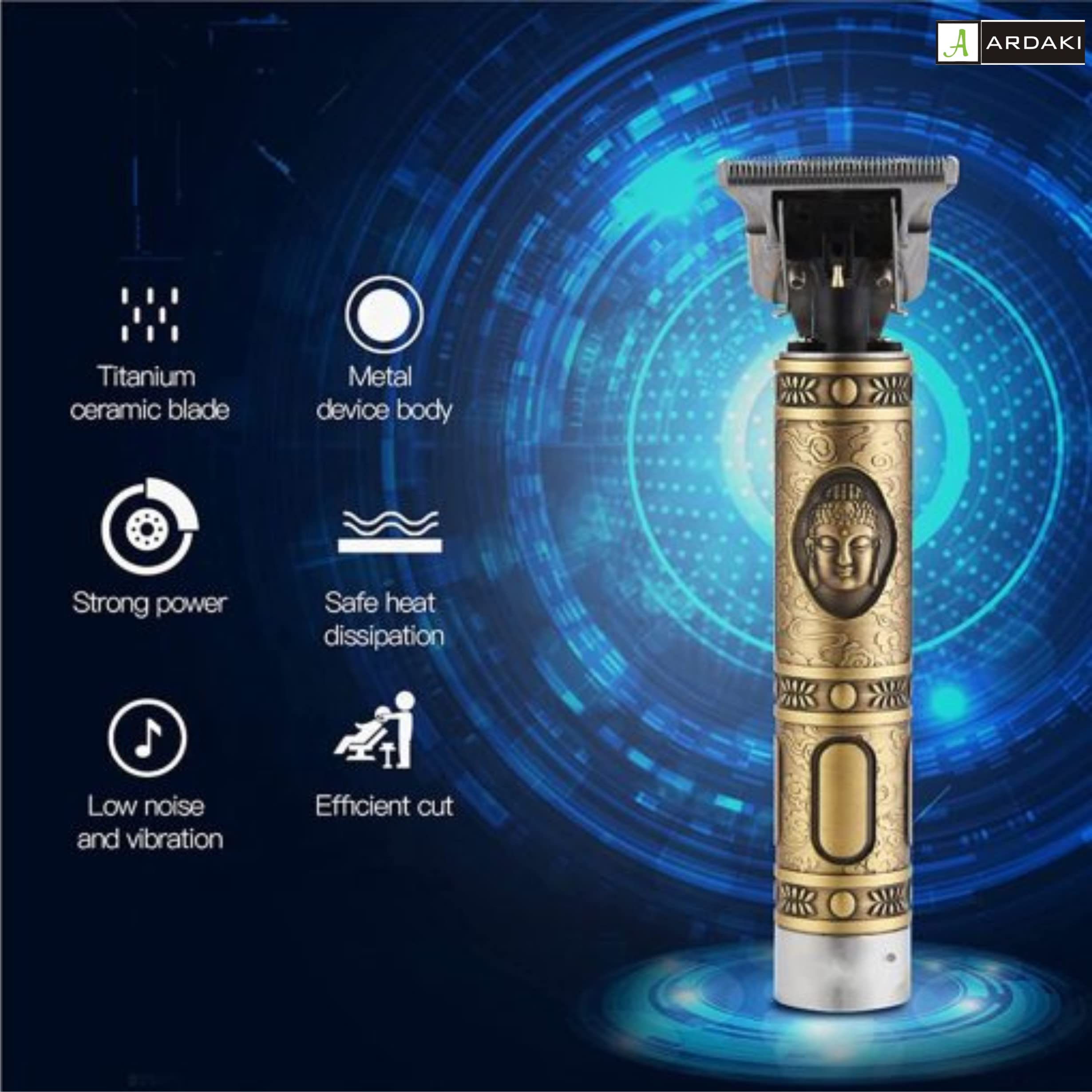 **ARDAKI Professional Hair Clipper for Men - Adjustable Blade Trimmer & Shaver, Multi-Grooming Kit for Face, Head & Body - Fast Charging, Precise Close Cut (Perfect for Home, Travel & Salon Use)**