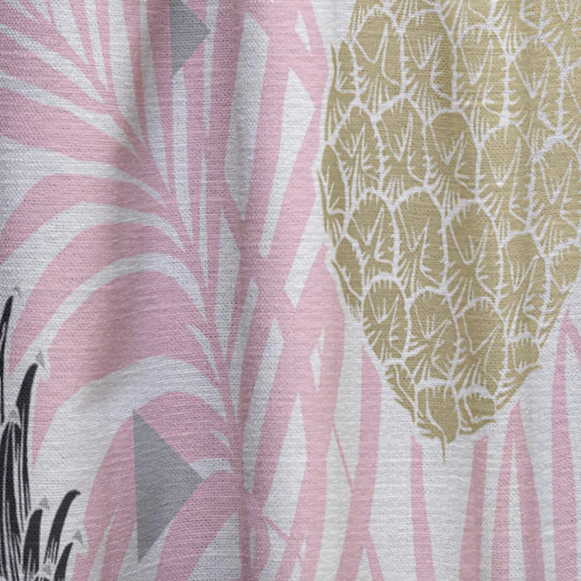Golden Pineapple Pink Leaves Thermal Insulated Curtains - Single Panel 52x108 - Elegant Window Treatments for Bedroom & Living Room | Perfect for Home Decor, Privacy & Temperature Control