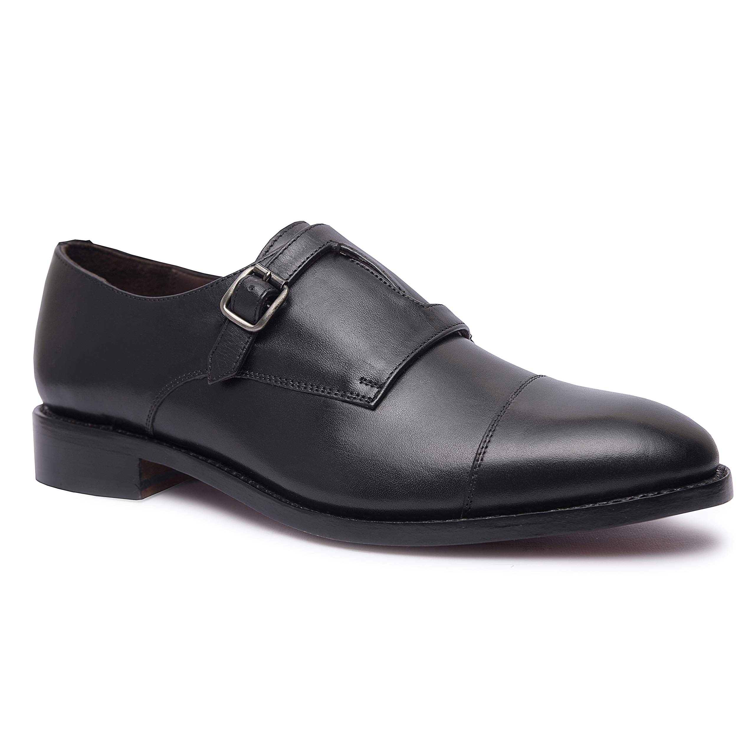ALLONSI Genuine Leather Monk Strap Dress Shoes for Men - Handcrafted Goodyear Welted Formal Shoes with Cap Toe & Leather Sole - Perfect for Business Meetings, Weddings & Special Occasions