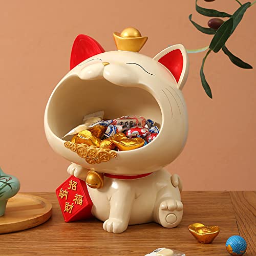 JANGOU Decorative Storage Tray - Bulldog, Cat, Tiger, Elephant, Deer & Astronaut Themed Candy Dish, Key Bowl & Home Decor | Multi-Purpose Key Tray for Living Room, Bedroom & Entryway | Perfect for Organizing Keys, Jewelry & Small Items (Fat Cat Design)