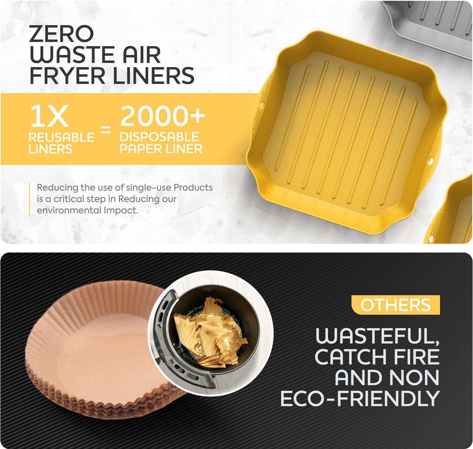 Non-Stick Silicone Air Fryer Liners Set of 4 - 8.5