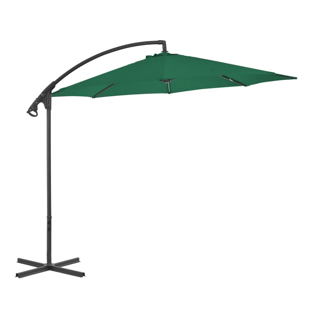 CHARMMA 10ft Cantilever Umbrella with Heavy Duty Steel Pole - 118.1 Inch Outdoor Patio Umbrella in Green (13.2kg) for Garden, Poolside & Backyard Shade