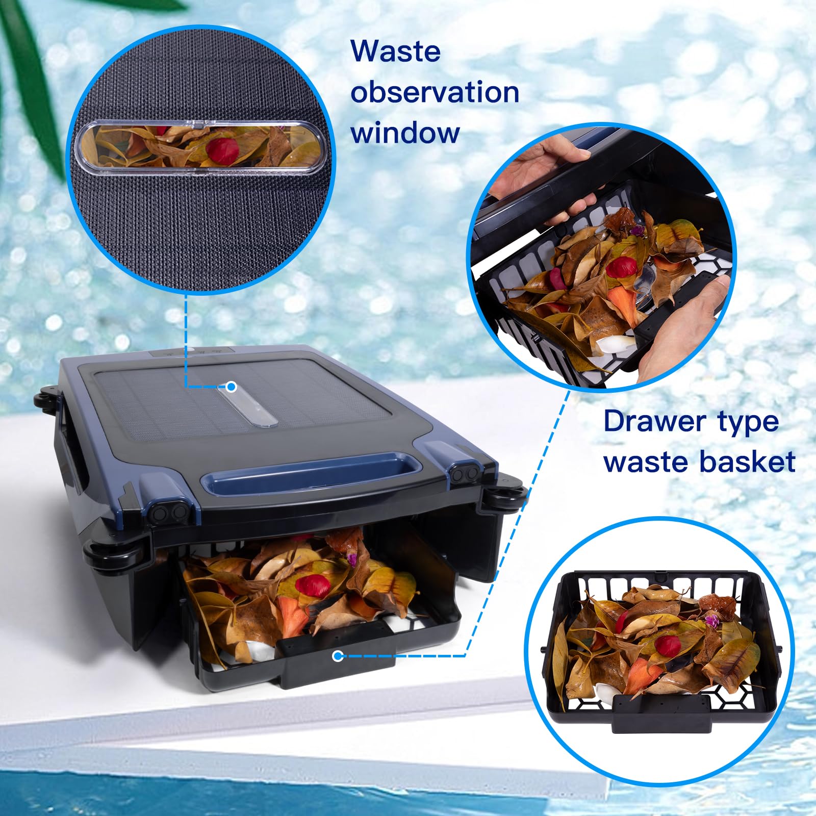Solar & Rechargeable Robotic Pool Cleaner - Cordless Automatic Pool Vacuum with Smart Skimmer Basket, Auto-Escape & Auto-Turn Technology | Perfect for In-Ground & Above Ground Pools, Weekly Maintenance & Seasonal Cleaning