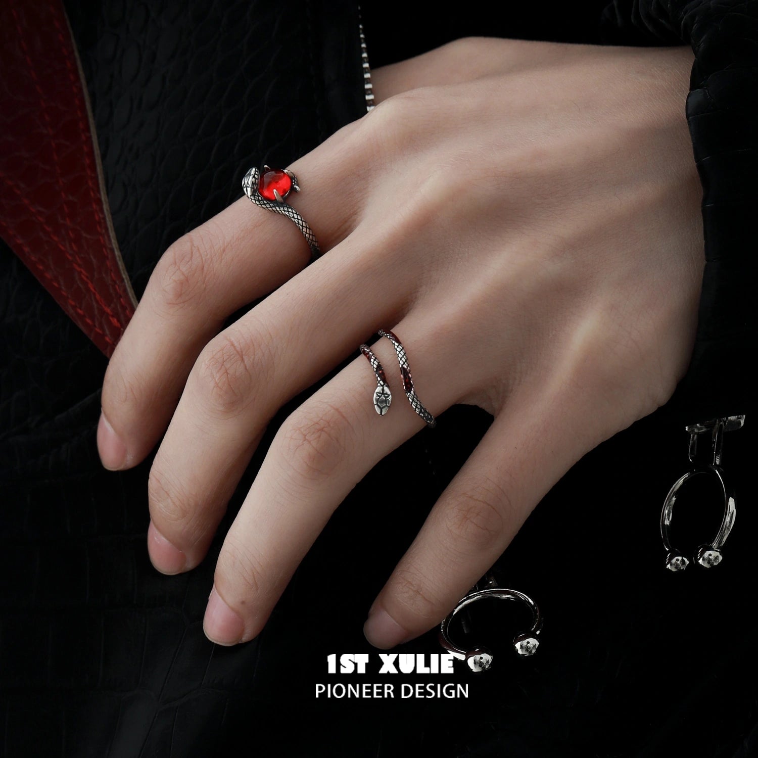 S925 Sterling Silver Adjustable Snake Bite Python Rings for Women - Gothic Punk Jewelry for Parties, Concerts & Fashion Accessories