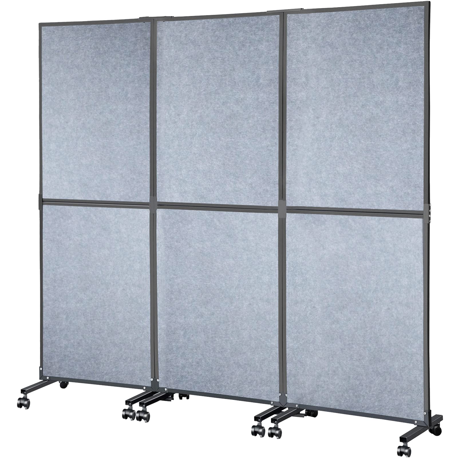 VEVOR 5.5 ft Folding Room Divider Privacy Screen - 3 Panel Portable Partition Wall for Office, Library, School - Light Gray Acoustic Space Separator | Perfect for Home Offices, Classrooms & Event Spaces