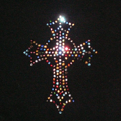 JCS Rhinestones Multi Cross Iron-On Rhinestone Crystal Transfer - Perfect for DIY T-Shirts, Jackets & Denim Customization