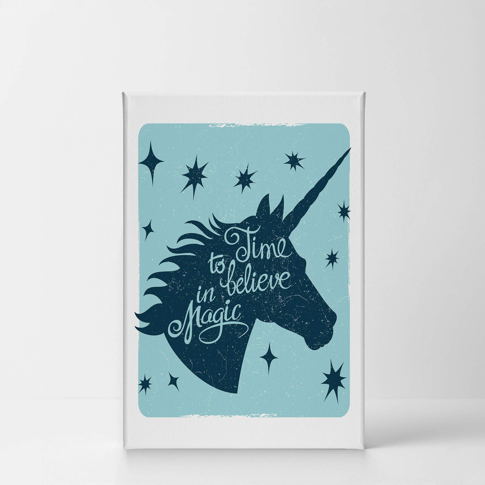 Time to Believe in Magic Unicorn Quote Canvas Wall Art - 17x11 Inch Ready to Hang Nursery Decor, Kids Room Decor, Baby Gift - Made in USA | Perfect for Bedroom, Playroom & Birthday Party Decorations