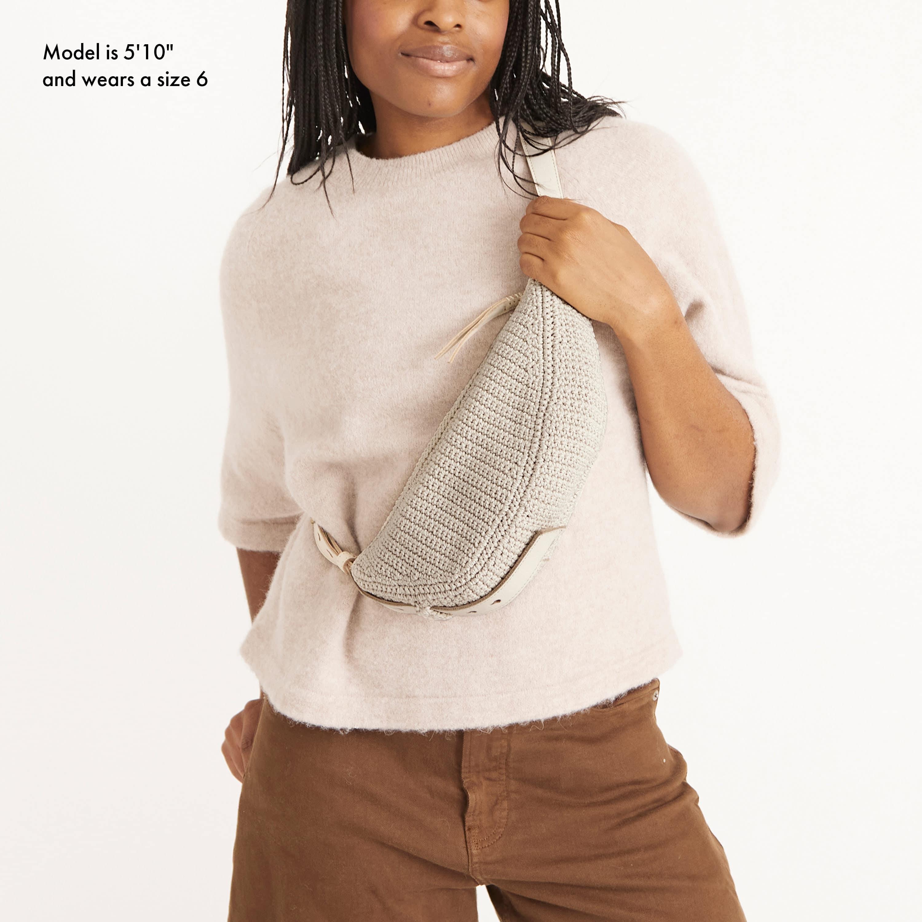 Handmade Crochet Tess Sling Bag in Ecru - Boho Chic Shoulder Purse for Women, Perfect for Beach, Travel & Everyday Use