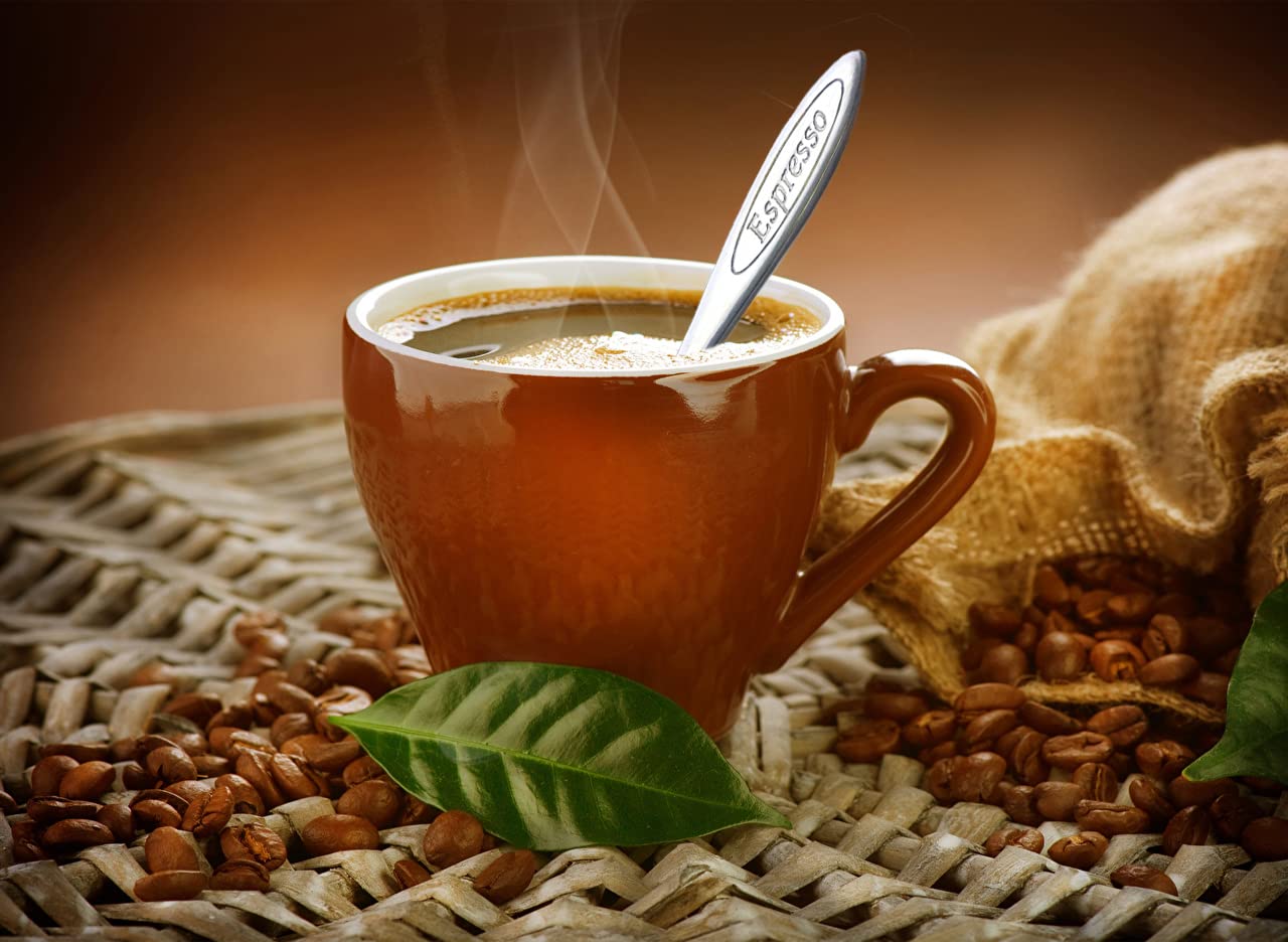 Premium Brown Porcelain Espresso Cups and Saucers Set of 4 (2 oz Each) - Italian Style Coffee Cups for Espresso, Cappuccino & Latte - Perfect for Home, Cafe & Restaurant Use
