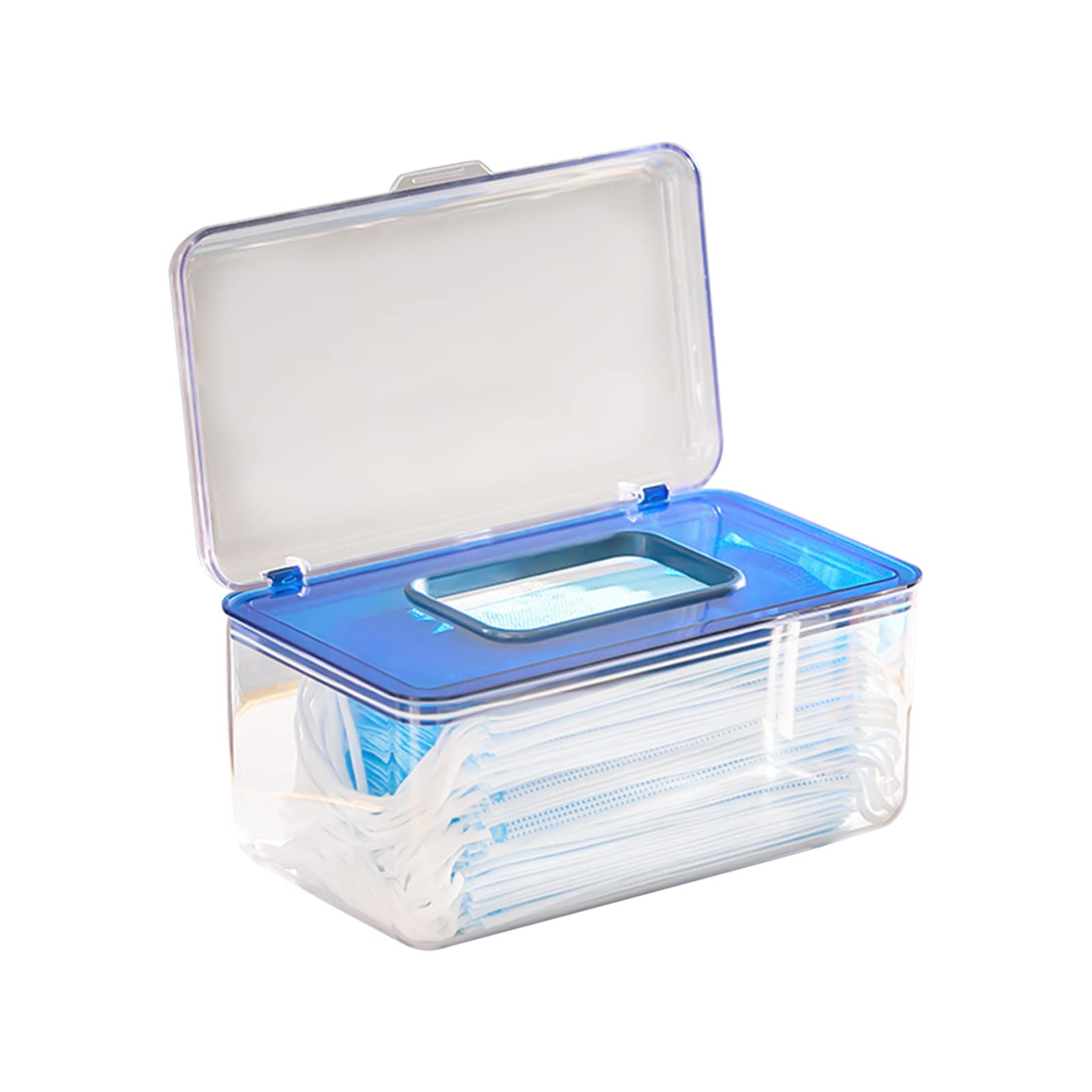 Transparent Mask Storage Box with Lid - Portable & Multifunctional Mask Organizer & Dispenser for Home, Office, and Travel Use