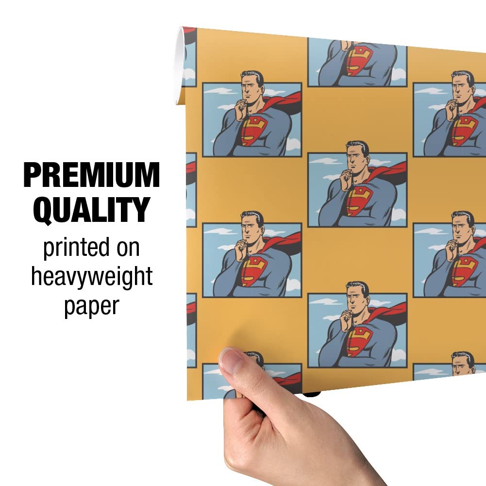 Superman Gift Wrap Paper Roll - Premium Superhero Wrapping Paper for Birthdays, Parties & Holidays - Ideal for Gifts, Crafts & DIY Projects