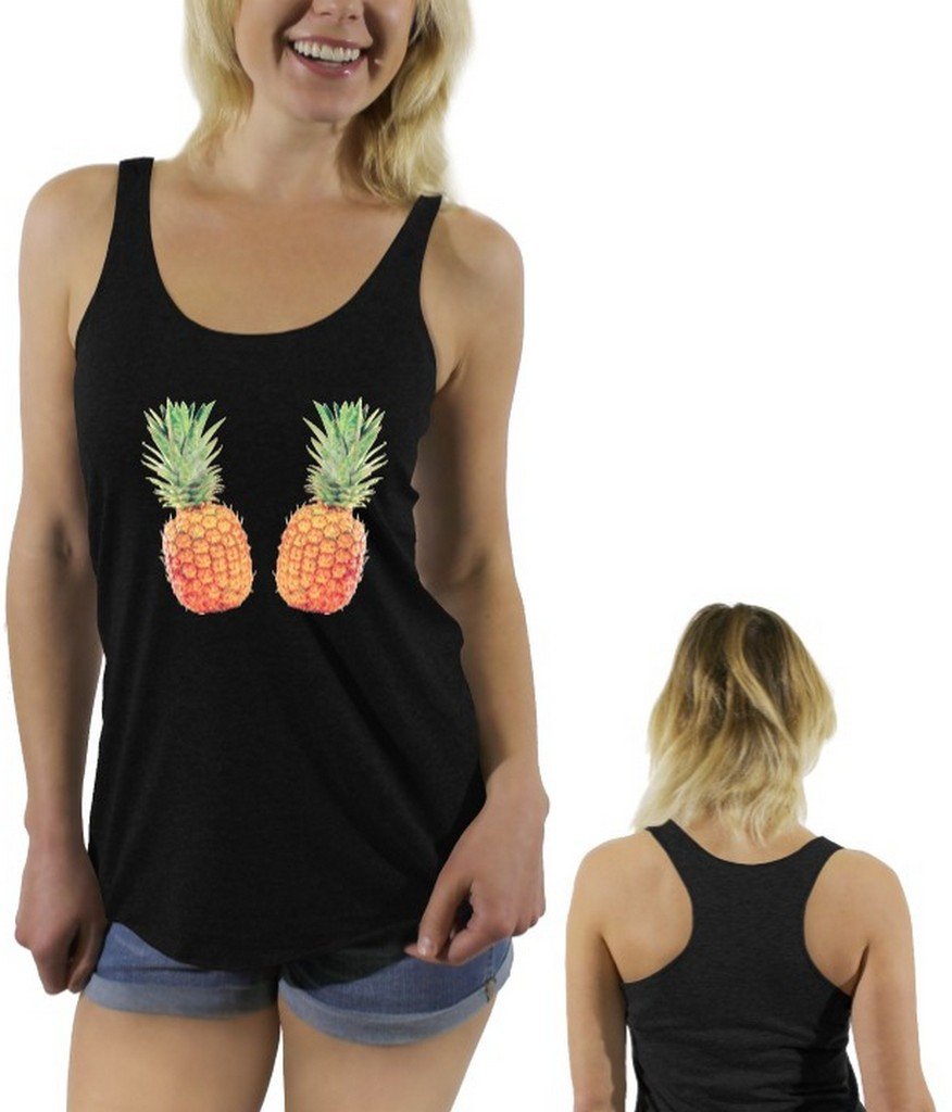 Awkwardstyles Women's Pineapple Print Saying Racerback Tank Top with Free Bookmark - Summer Casual Outfit, Beach Vacation, Tropical Party Wear