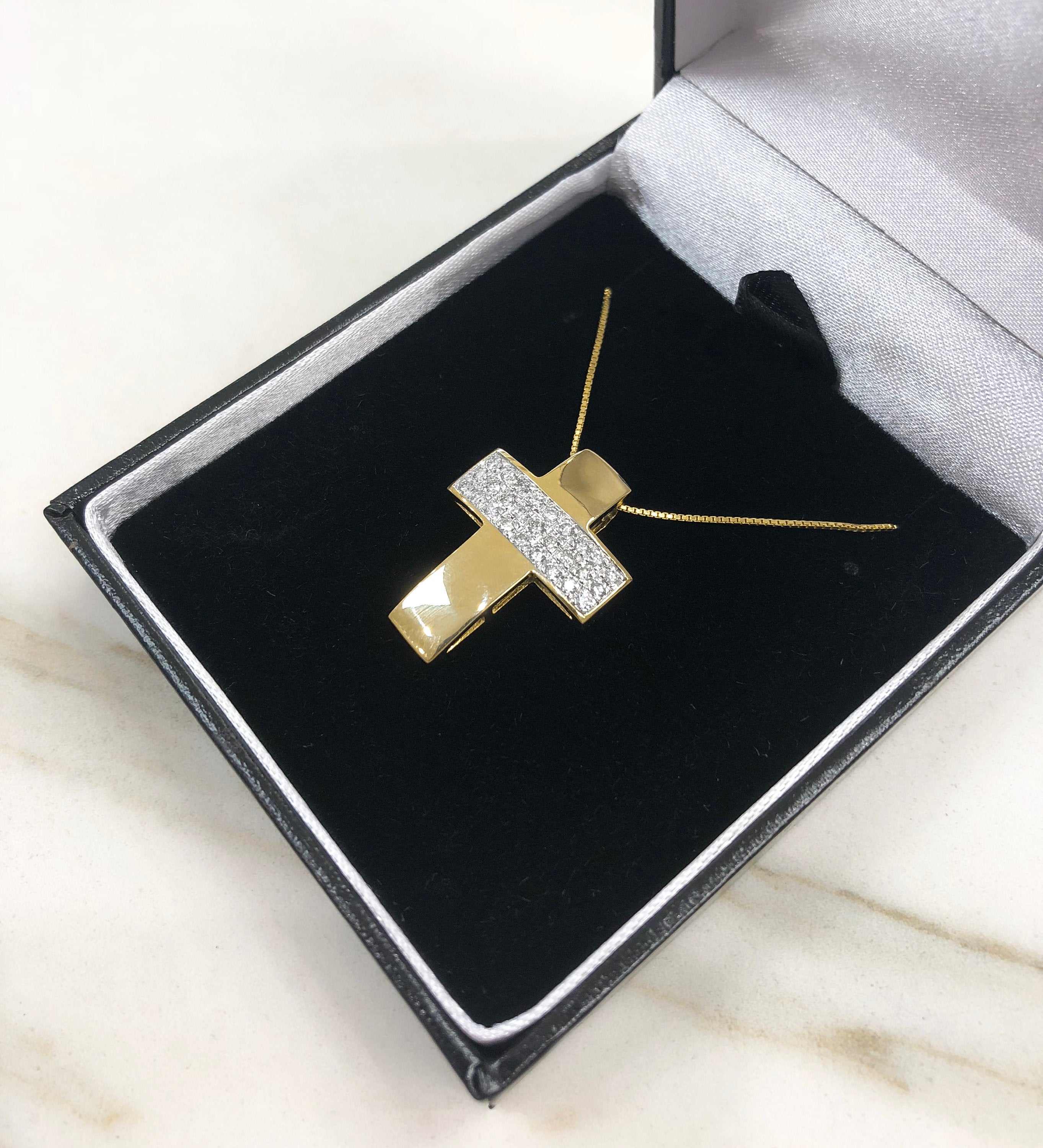 0.60 Carat Diamond Cross Pendant in 14K Gold - Elegant Religious Jewelry for Baptism, Confirmation & Everyday Wear
