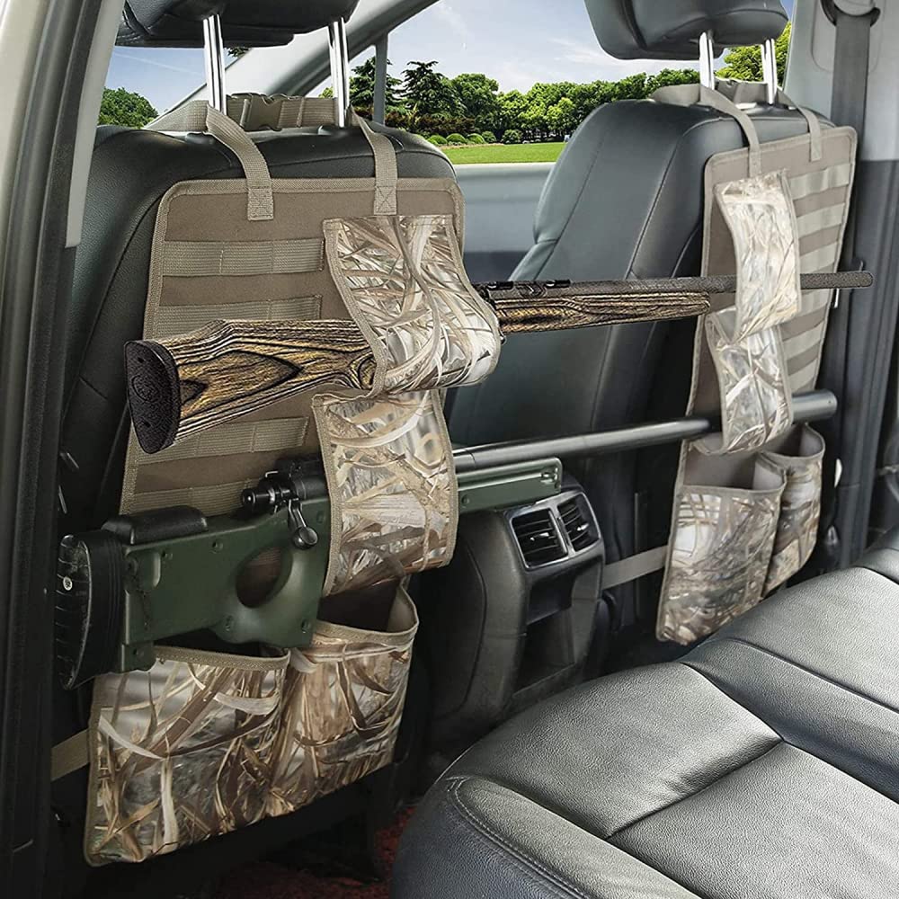 2-Piece Tactical Car Seat Back Gun Rack Organizer - Secure Automotive Rifle & Shotgun Holder with MOLLE System - Vehicle Gun Storage for Truck, SUV, Jeep - Perfect for Hunting, Road Trips & Outdoor Adventures