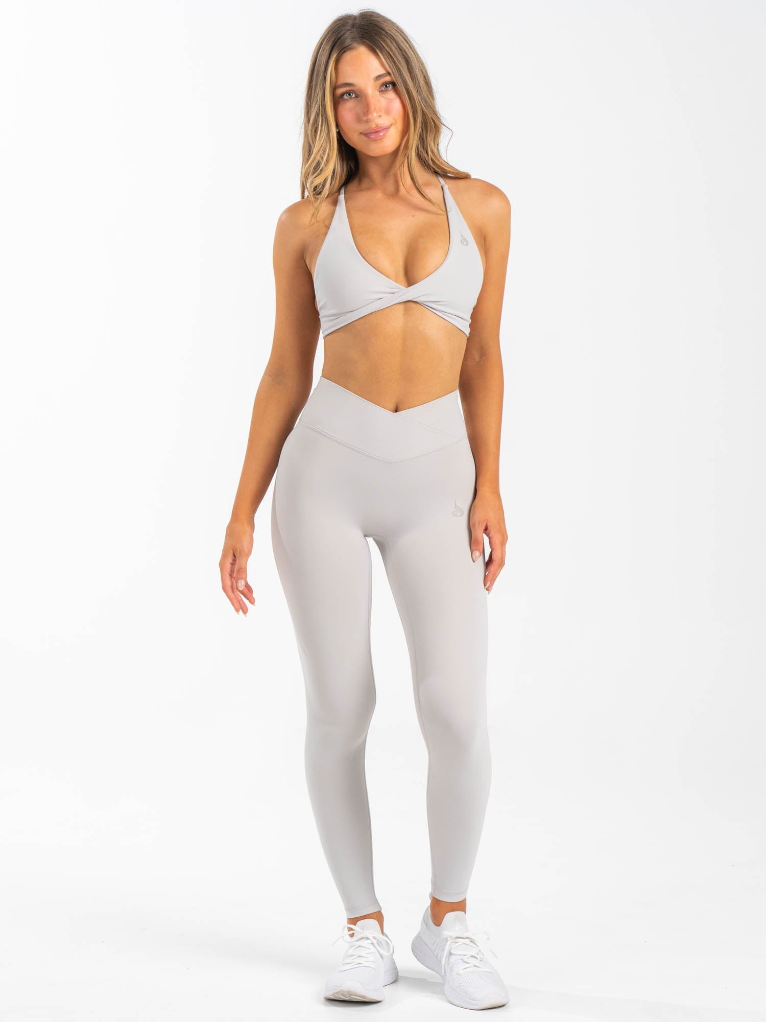 NKD Cross Waist Band Leggings - High Waisted Yoga Pants with Tummy Control for Women | Sugar Dust Color | Perfect for Workouts, Running & Lounge Wear