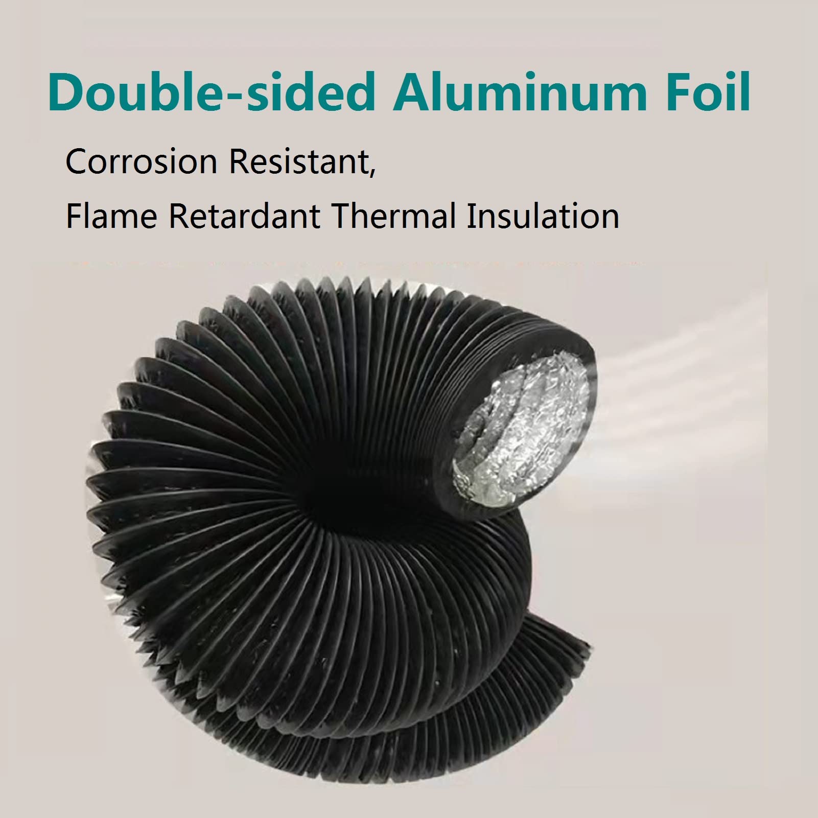 3 Inch Heavy-Duty Flexible PVC Dryer Vent Hose - 9.84 Feet Adjustable 4-Layer Air Duct with 2 Screw Clamps for HVAC Ventilation (Black) | Perfect for Laundry Room, Basement & Home Ventilation Systems