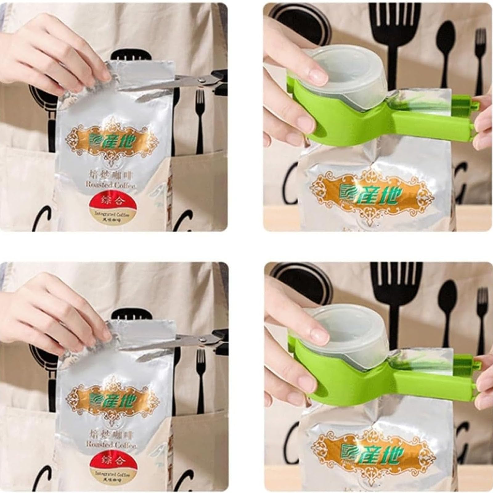 5-Pack Orange Snack Bag Clips with Pour Spouts - Reusable Food Storage Sealing Clips for Chips, Cereal, Flour & Dry Goods - Perfect for Kitchen Pantry Organization & Mess-Free Pouring