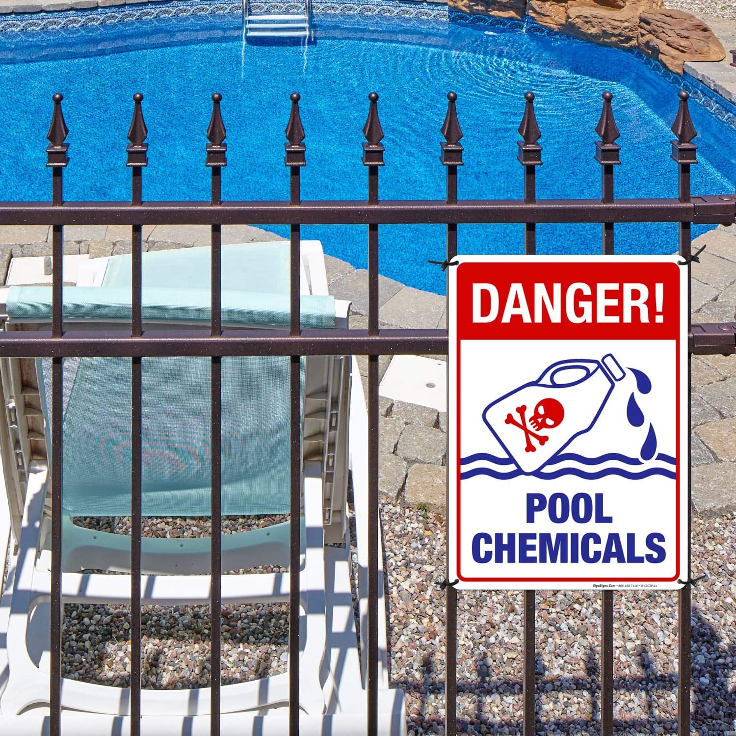 Pool Chemicals Sign - Sigo 10X14 Rust Free Aluminum Sign, Weather & Fade Resistant for Indoor/Outdoor Use, Easy Mounting, Made in USA - Perfect for Pool Safety, Maintenance & Chemical Storage Areas