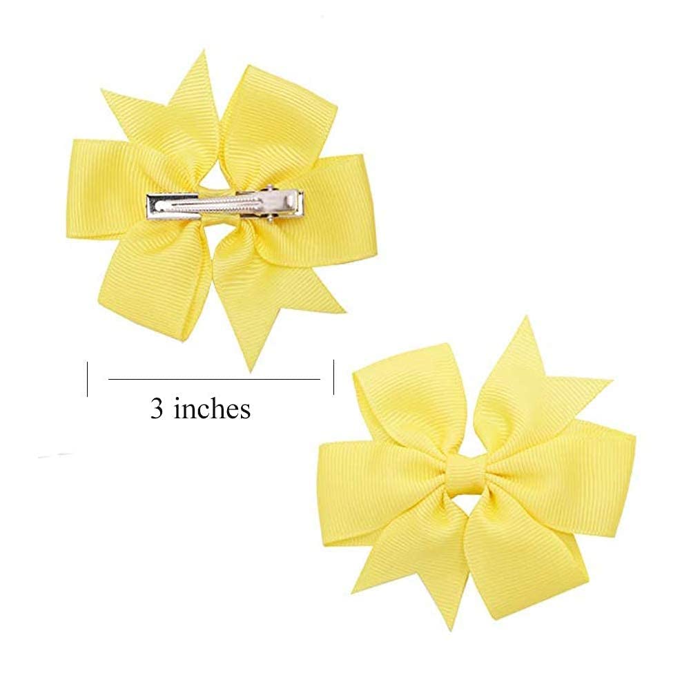 3 Inch Hair Bows for Baby Girls | Oaoleer Pinwheel Bows with Grosgrain Ribbon | Toddler Hair Clips & Barrettes Accessories (40PCS) - Perfect for Back to School, Birthday Parties & Daily Outfits