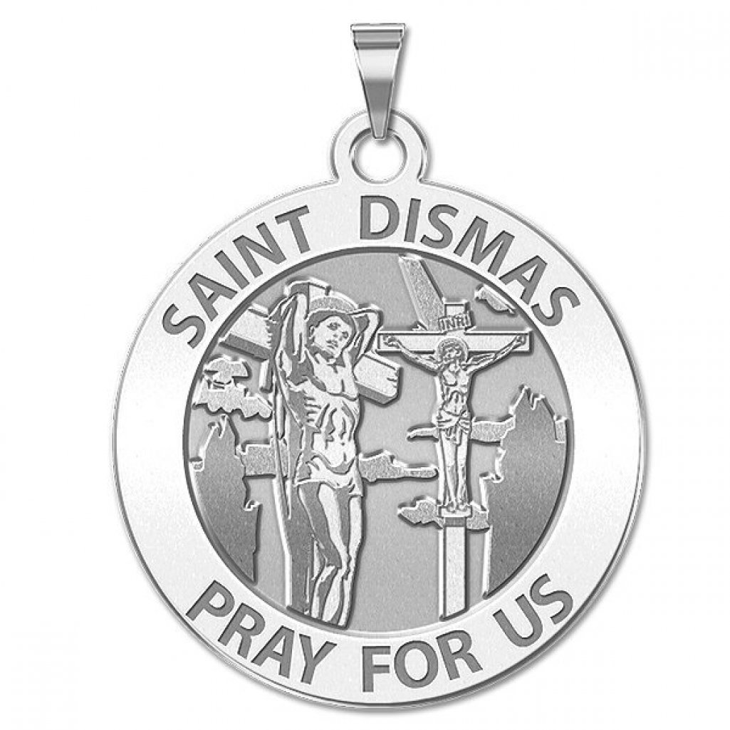 Saint Dismas Religious Medal Pendant - Sterling Silver, 10K & 14K Gold Options - Round Christian Jewelry for Protection - Perfect Gift for Men & Women - Ideal for Daily Wear, Baptisms & Spiritual Blessings