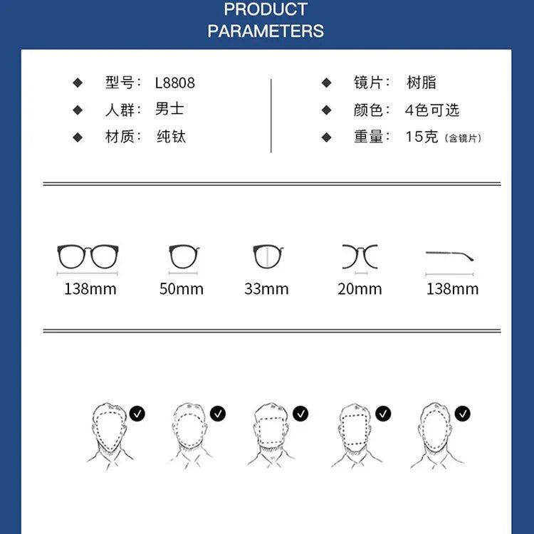 Bclear Men's Full Rim Foldable Square Titanium Eyeglasses LB8808 - Lightweight Durable Glasses for Work, Reading & Travel
