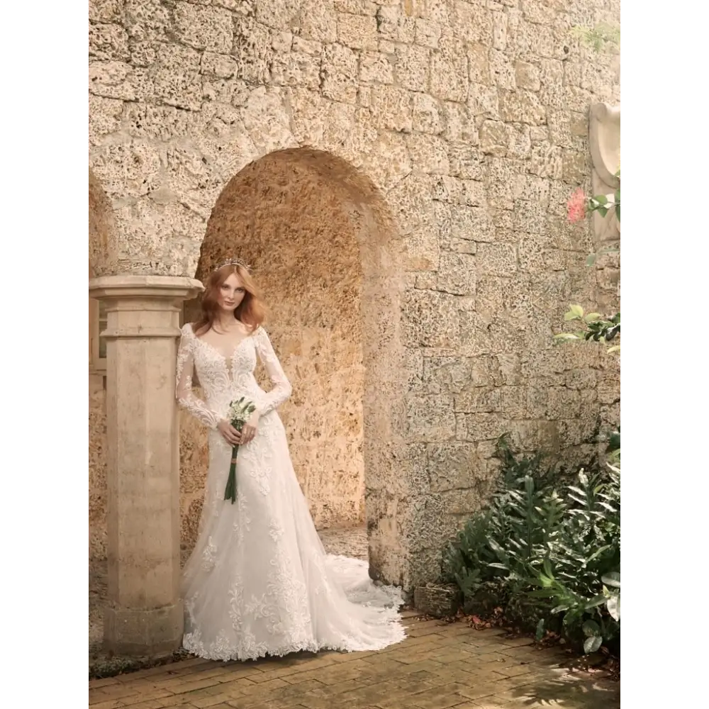 Johanna by Maggie Sottero - Elegant Lace Wedding Dress for Brides | Perfect for Church Ceremonies & Beach Weddings