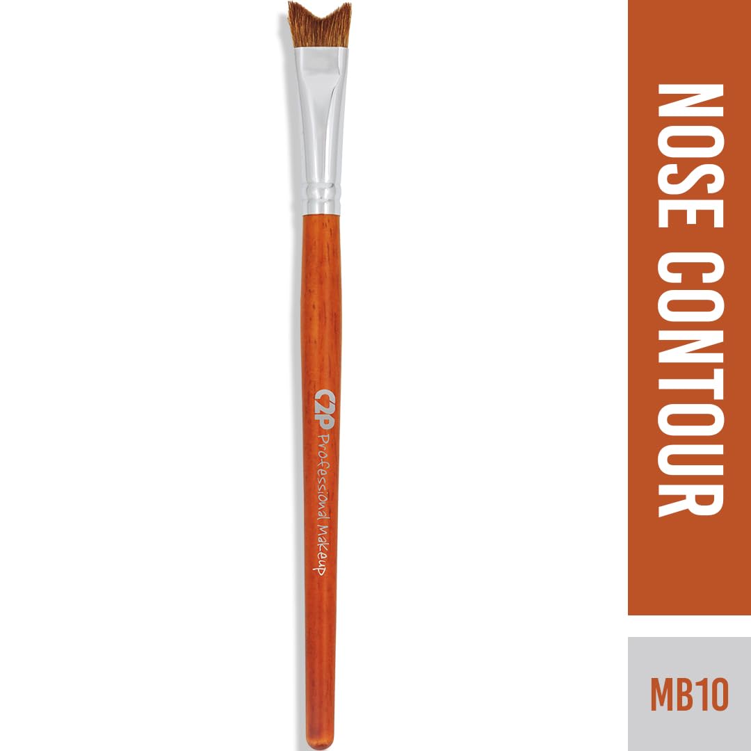 C2P PRO Nose Contour & Multi-Purpose Makeup Brush - V-Shape Design for Jawline, Cheeks, Eyeshadow & Forehead Blending - Professional Wooden Handle Makeup Brush for Flawless Contouring & Highlighting (Perfect for Daily Makeup & Professional Beauty Routines)