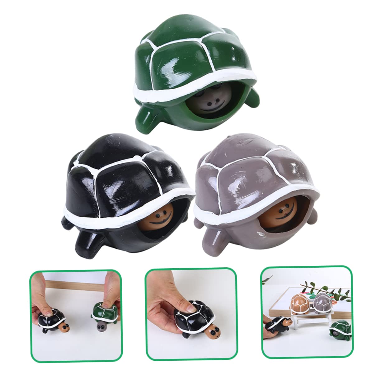 HOMFAMINI 3 Pack Mini Turtle Squeeze Toys - Stress Relief Fidget Toys for Kids & Adults, Cute Sensory Toys for Autism & Anxiety Relief - Perfect for Classroom, Office & Travel Use