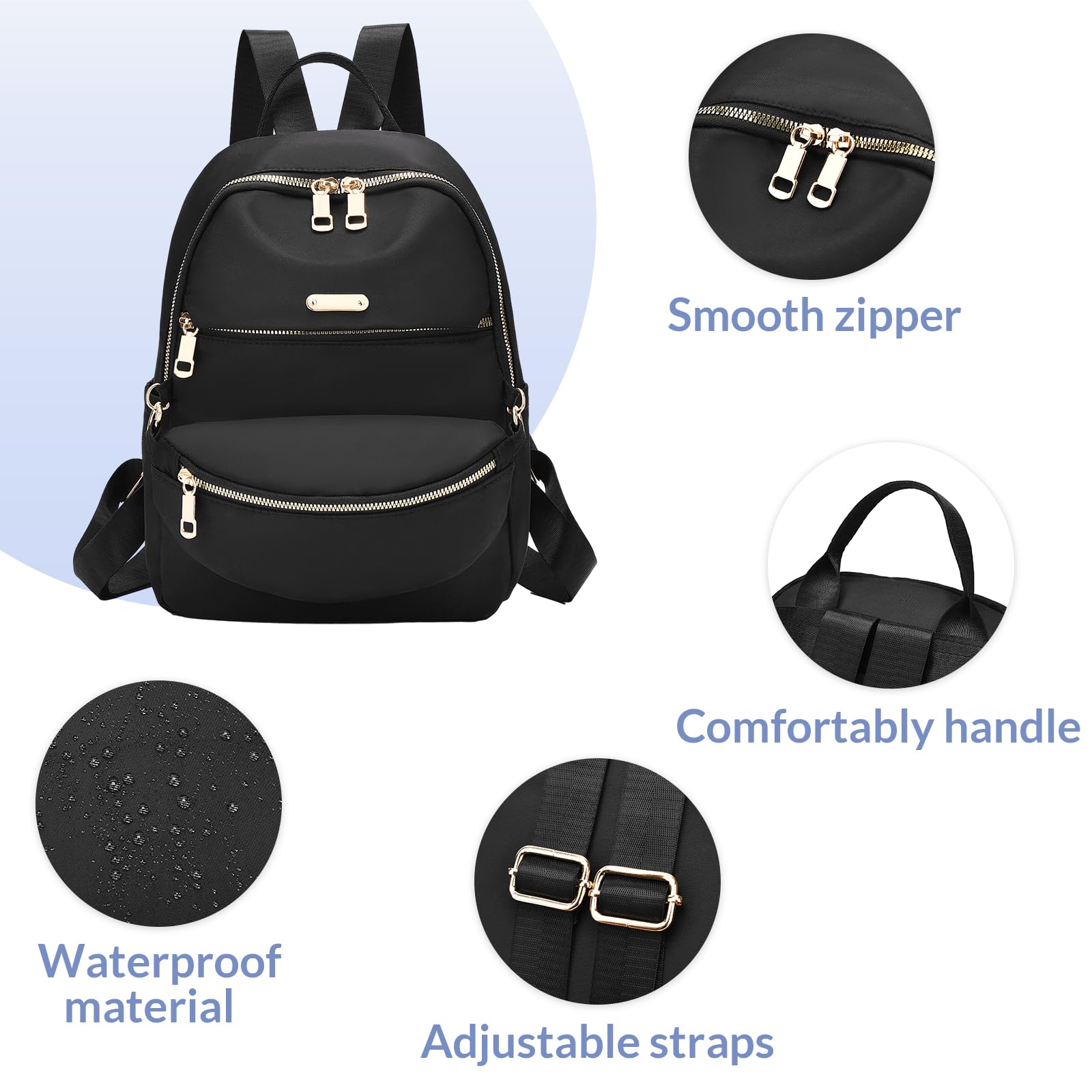 IHAYNER Mini Backpack Purse Set of 2 - Small Lightweight Nylon Backpacks for Women, Casual Daypack & Travel Bag (Grey) - Perfect for Daily Use, Shopping, Work Commute and Weekend Getaways