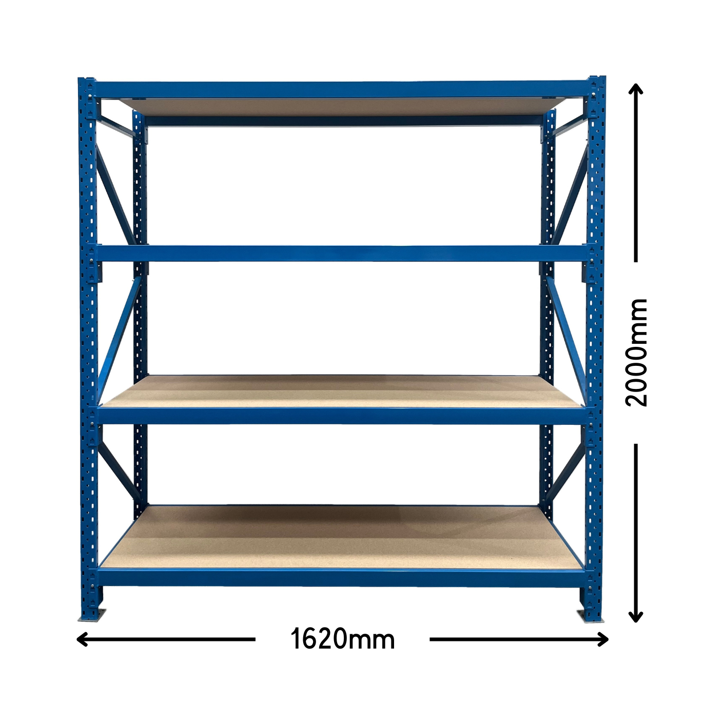 Longspan Shelving Starter Bay with 4 Levels - Heavy Duty Industrial Storage Rack for Warehouse, Garage & Workshop Organization