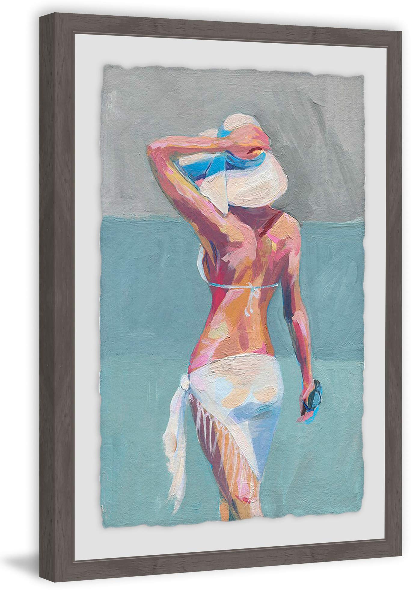Handmade Beach Fashionista Framed Print 24x36 - Coastal Wall Art Decor for Living Room, Bedroom & Office - Marmont Hill