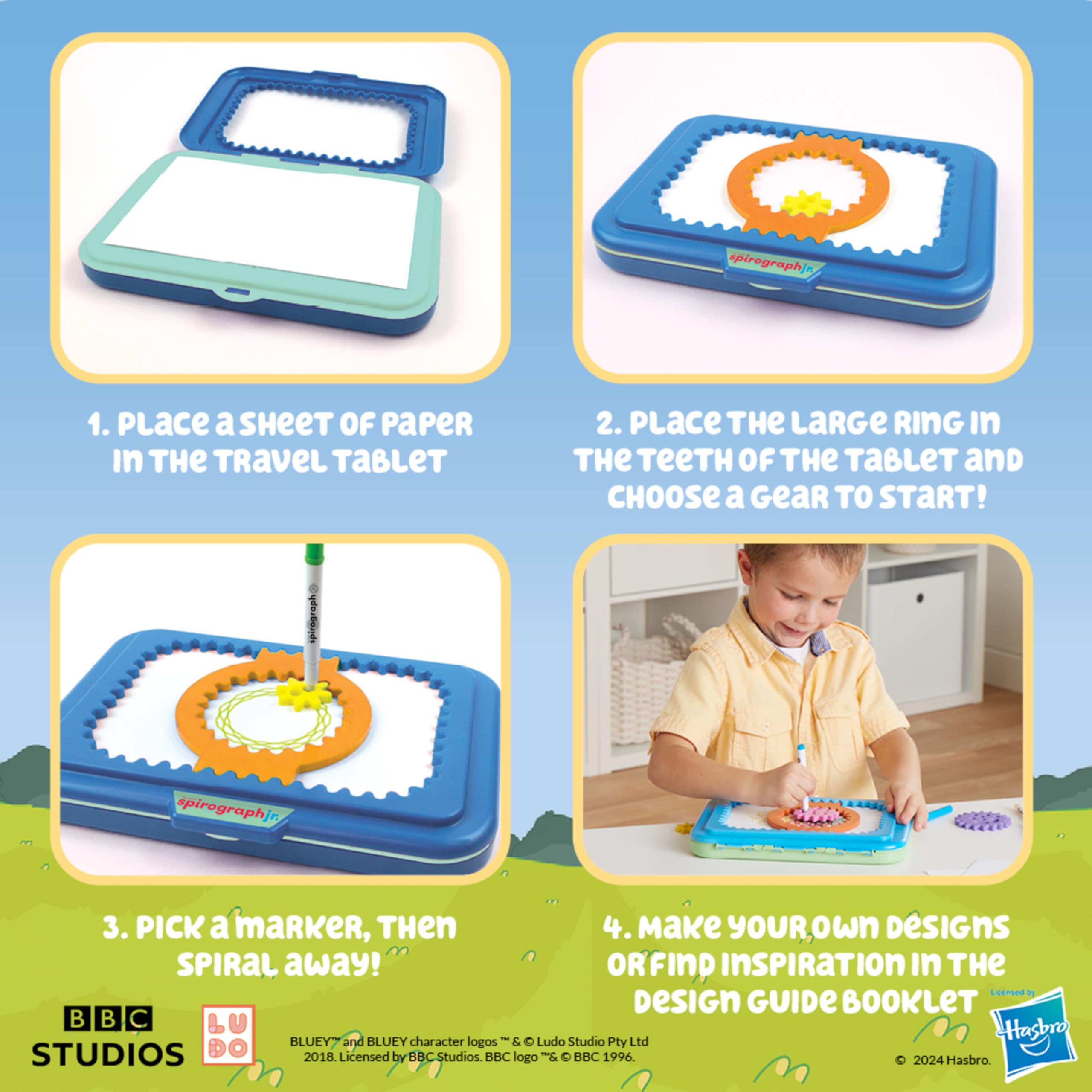 Bluey Spirograph Jr. Drawing Art Kit for Kids Ages 3+ | Toddler Arts & Crafts Set with Washable Markers, Jumbo Gears, Stickers & Drawing Pad | Creative Gift for Preschoolers, Birthday & Indoor Activities
