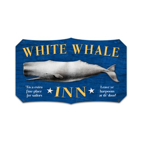Vintage White Whale Inn Metal Sign - 22 x 14 Inch Rustic Wall Decor for Home, Bar & Pub - Perfect for Man Cave, Basement & Outdoor Patio
