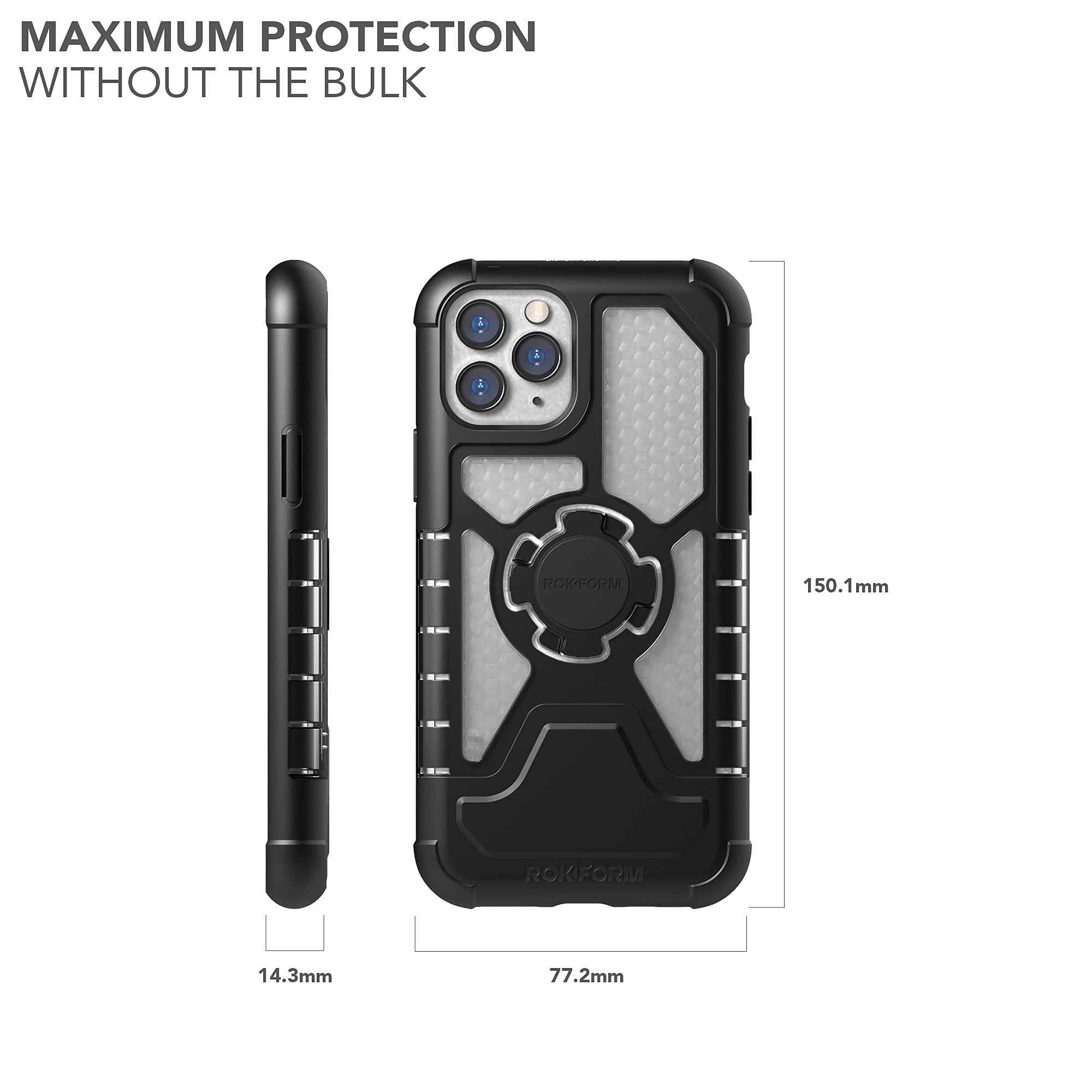 ROKFORM iPhone 11 Pro Case - Slim Crystal Series Clear Magnetic Cover with RokLock Quad Tab Twist Lock, Dual Magnet, Drop Tested Armor - Perfect for Outdoor Adventures and Daily Use