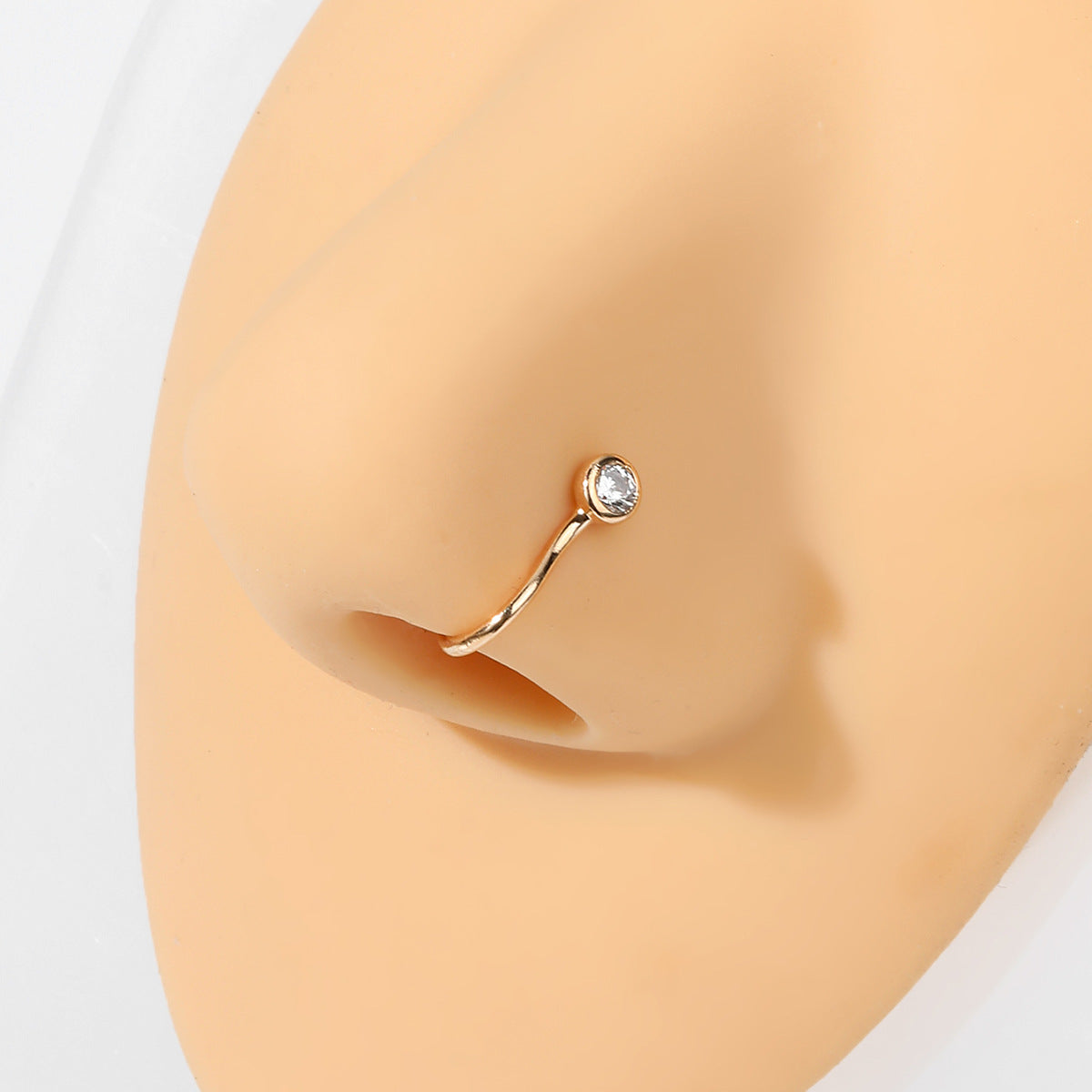 18K Rose Gold Cherry Fake Nose Ring - No Piercing Clip On Nose Stud - Perfect for Parties, Cosplay & Everyday Fashion Accessories