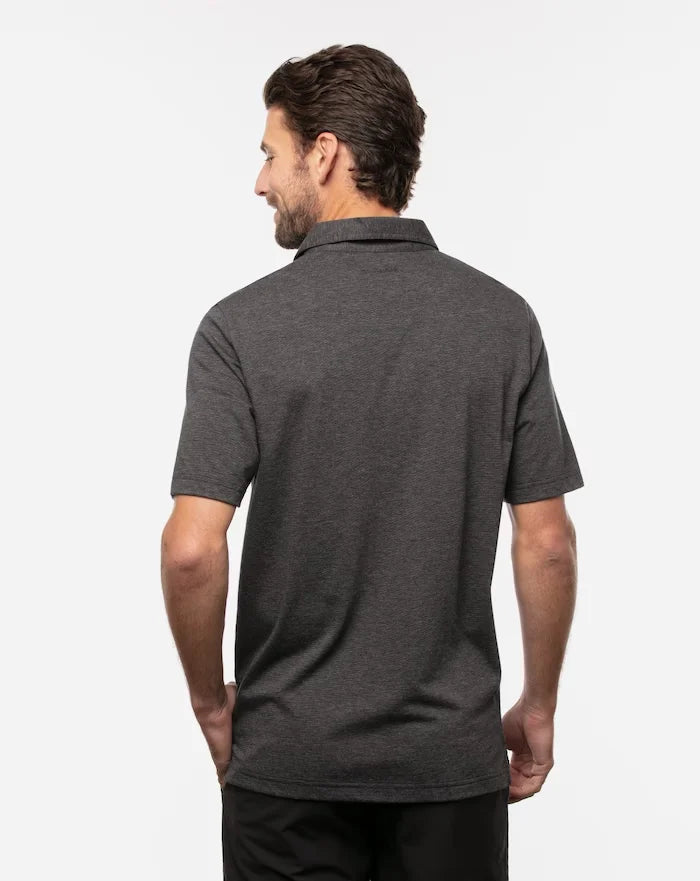 TravisMathew Men's Zinna Polo Shirt - Heather Black, Performance Golf & Casual Wear, Moisture-Wicking & Breathable Fabric for Sports & Outdoor Activities