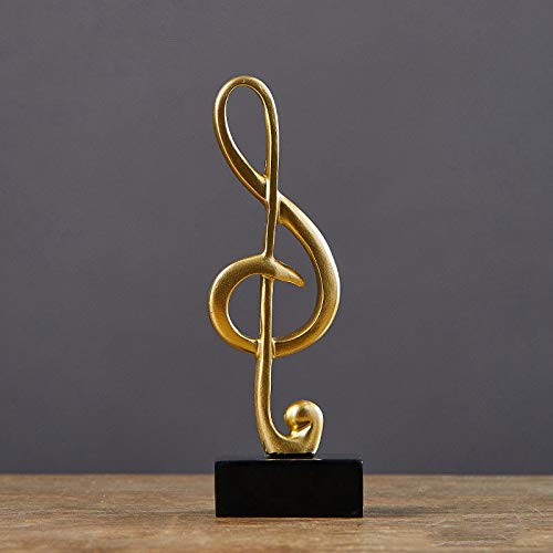 GTKINGD Golden Musical Note Figurine - Handcrafted Home Decor Statuette for Living Room, Wine Cabinet & Desk | Elegant Decorative Art Piece | Perfect Gift for Music Lovers (Golden) - Ideal for Home Styling, Office Decor & Gift Giving