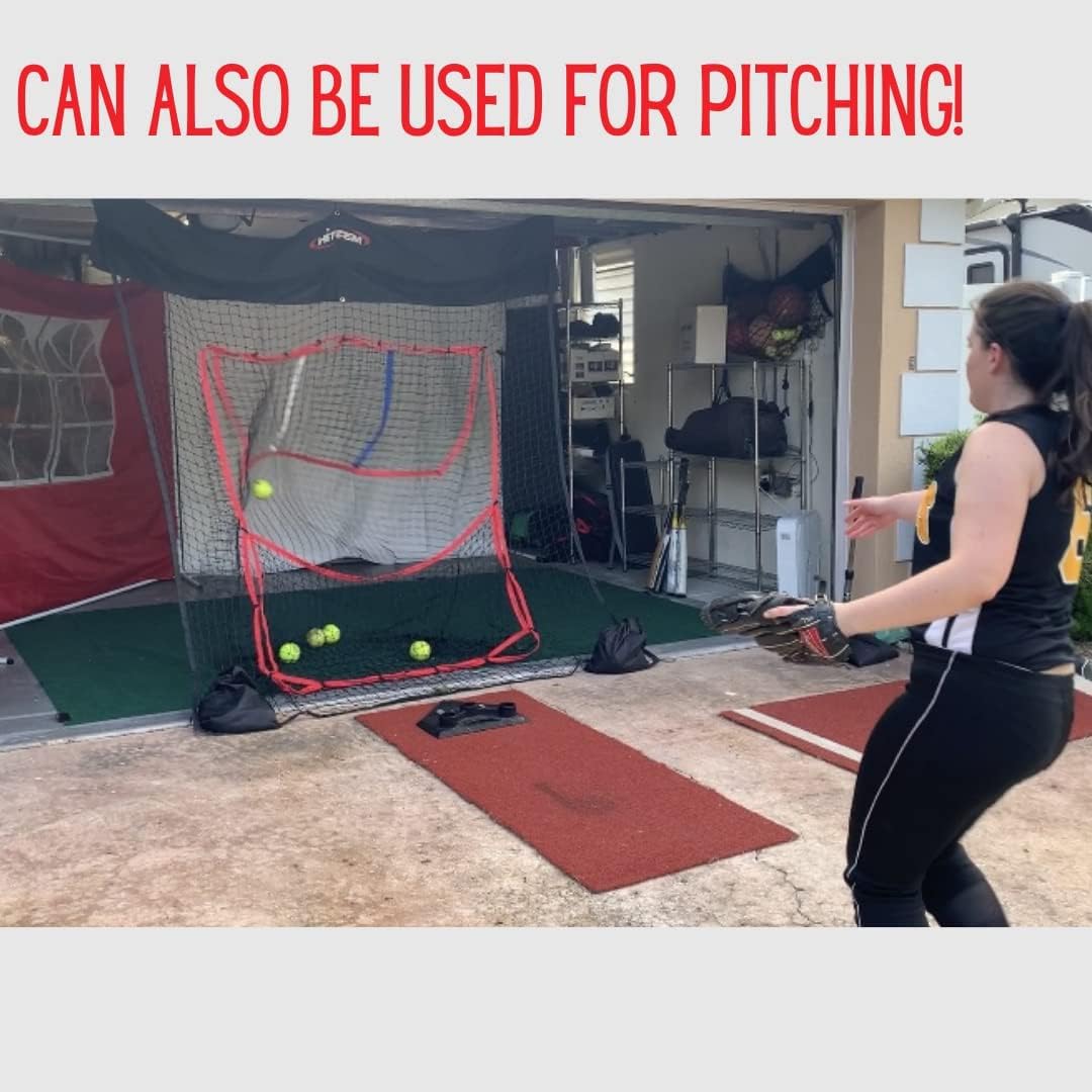 **Baseball & Softball Hitting & Pitching Practice Net - Portable Batting Training Net for Garage Door - Easy Roll-Up Storage - Baseball Training Equipment for Adults & Kids - Perfect for Backyard, Field, and Indoor Drills**
