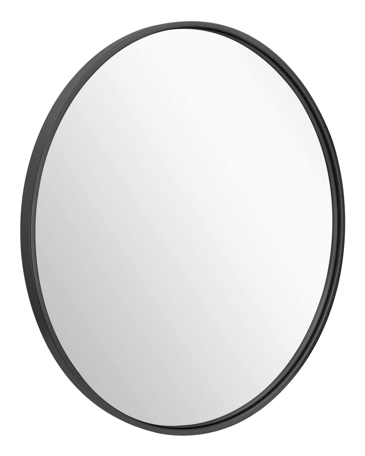 IPOUF 21 Inch Round Wall Mirror with Black Metal Frame - Decorative Circle Mirror for Entryway, Living Room, Bedroom & Bathroom - Perfect for Home Decor, Vanity & Interior Design
