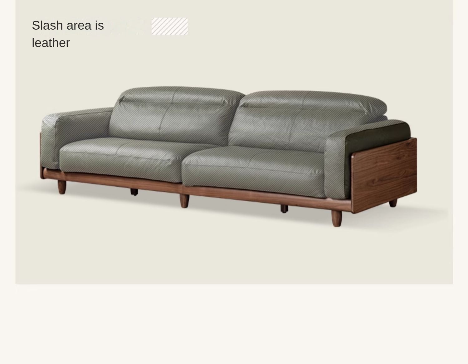 Premium Black Walnut Solid Wood Leather Sofa - Italian Modern Luxury Living Room Furniture for Home & Office Decor