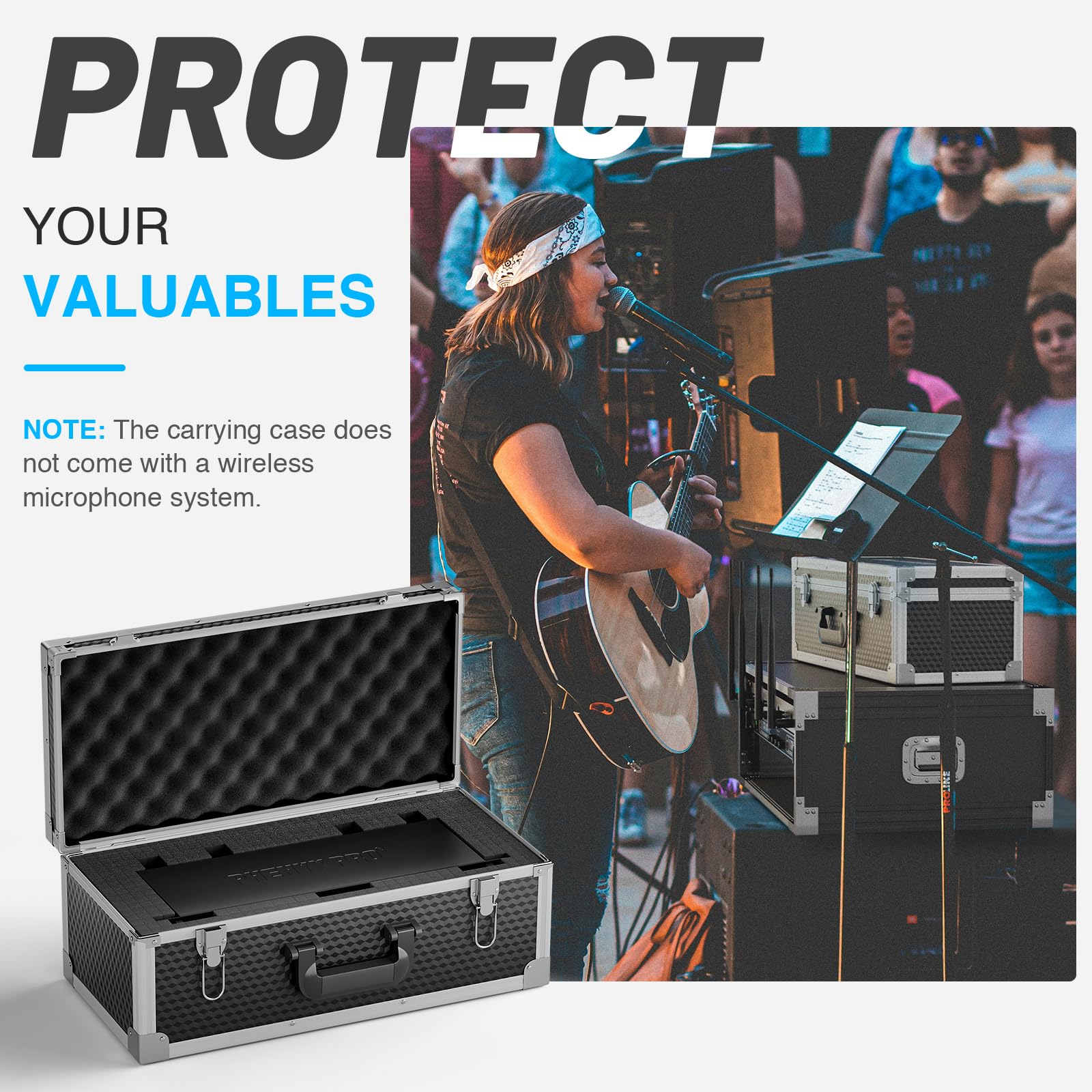 Phenyx Pro Extra Large Carrying Case with Customizable Pre-Diced Foam - Heavy Duty Aluminum Alloy Case for Wireless Microphone Systems, Camera Equipment & Gear Storage - Perfect for Studio, Live Events & Travel Protection