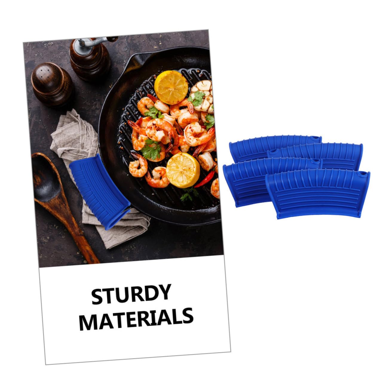 DOITOOL 4-Piece Silicone Pot Handle Covers - Heat Resistant Skillet Grip Protectors for Cast Iron Pans, Woks & Mini Saucepan - Perfect for Cooking, Baking & Serving Hot Dishes Safely