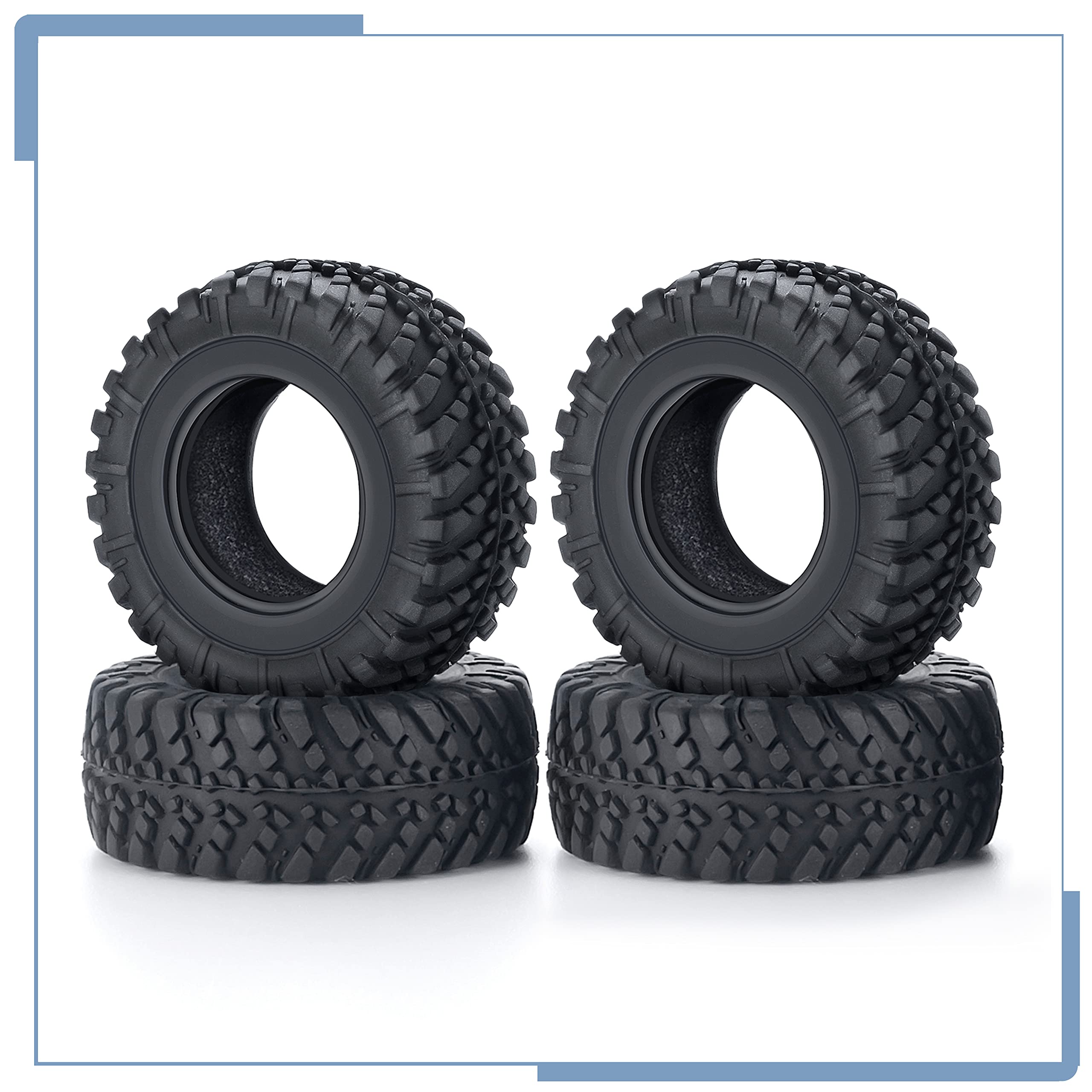 4PCS Rubber Micro RC Tires 38mm - Compatible with Kyosho Mini Z 4x4, 1/18 & 1/24 Scale RC Cars - Durable Off-Road Performance for Crawling, Racing & Drifting