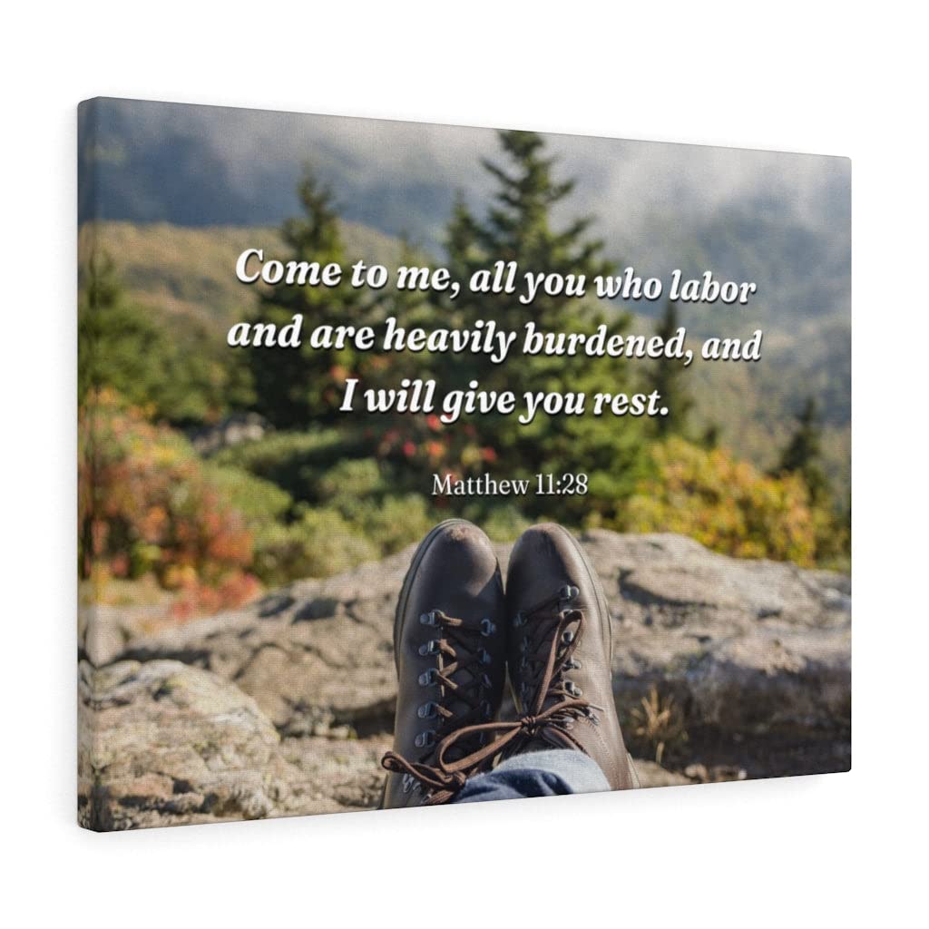 Christian Wall Art with Bible Verse - Matthew 11:28 'Come to Me' Scripture Print - Ready to Hang Religious Home Decor for Bedroom, Living Room & Church - Inspirational Gift for Faithful Friends & Family