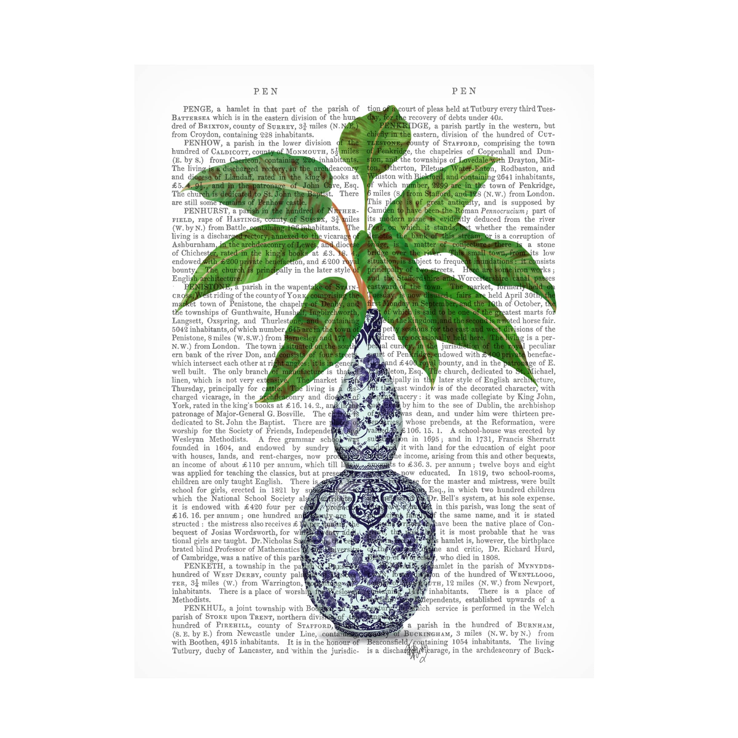Trademark Fine Art 'Chinoiserie Vase 1 With Plant Book Print' Canvas Wall Art by Fab Funky - Perfect for Living Room, Bedroom, and Office Decor